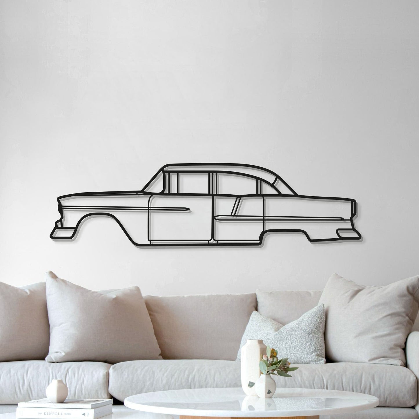 1955 Chevrolet Bel Air vintage metal wall sculpture for living room display
