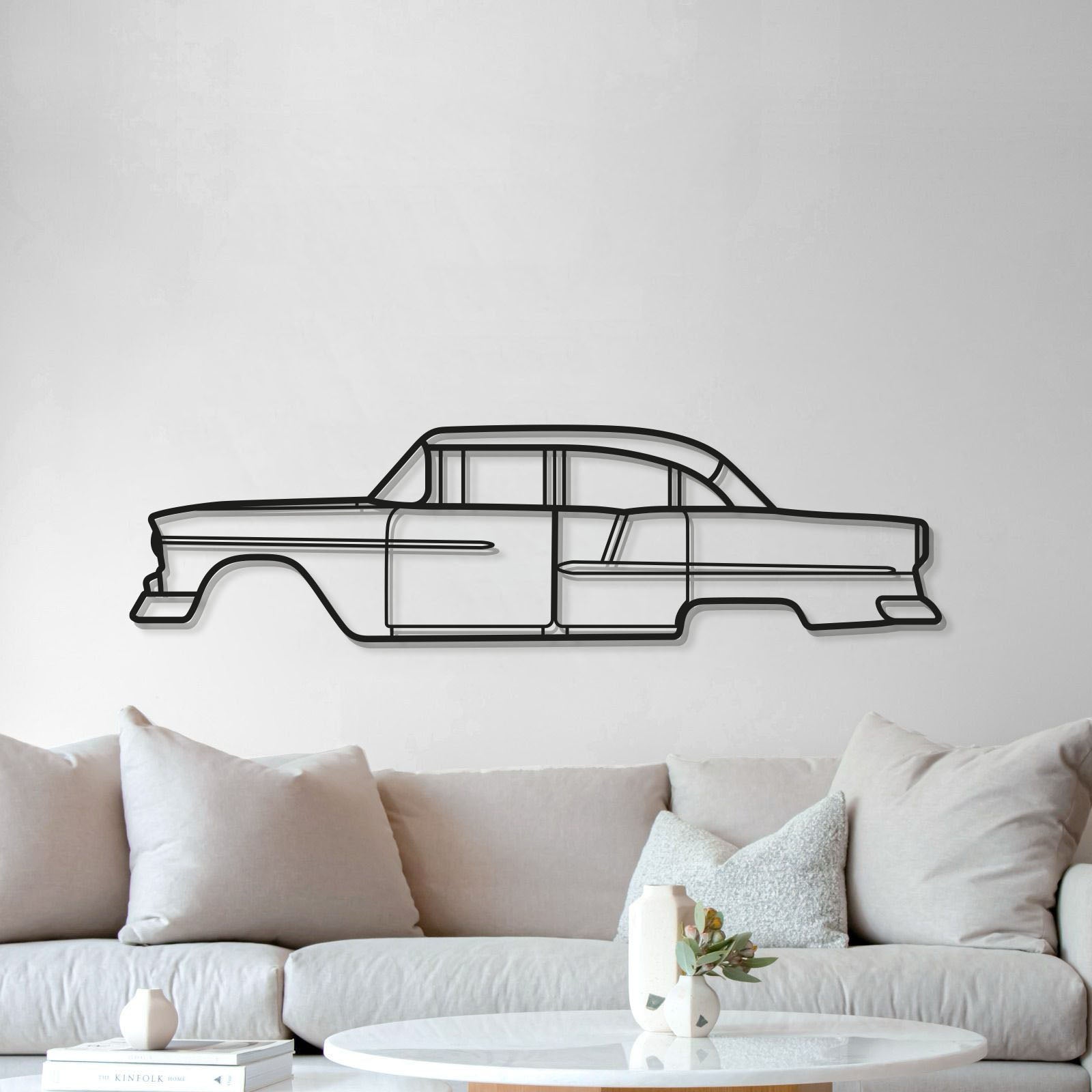 1955 Chevrolet Bel Air vintage metal wall sculpture for living room display