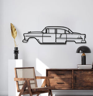 Retro 1955 Chevrolet Bel Air steel wall sculpture for car enthusiasts