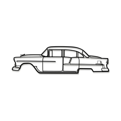 Detailed metal wall silhouette of 1955 Chevrolet Bel Air iconic model