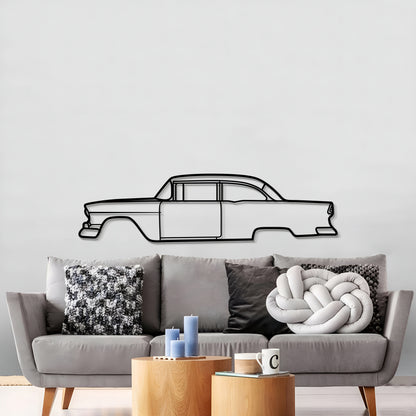 Chevrolet 150 Utility Sedan 1955 metal wall art in matte finish for man cave
