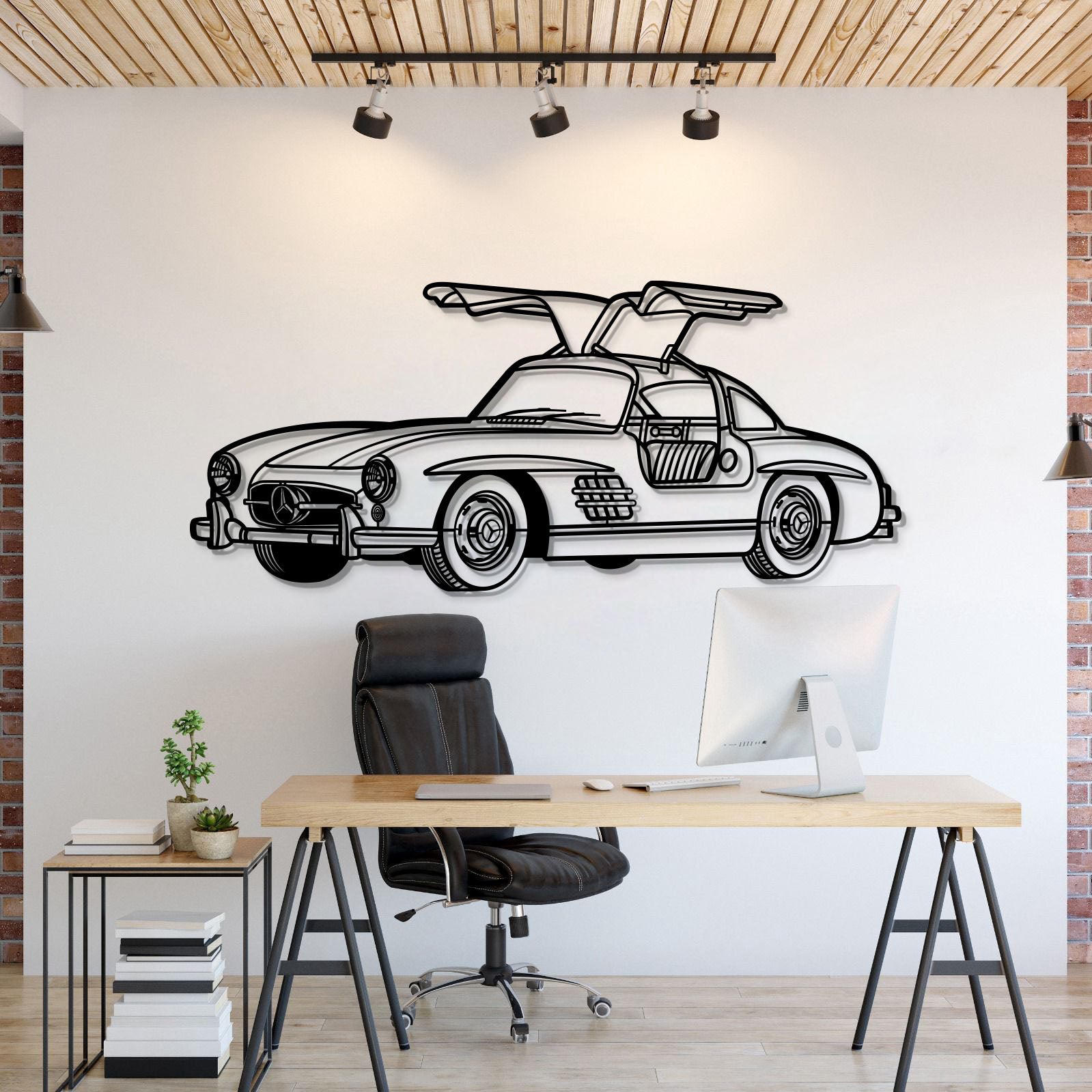 1955 300SL Perspective Metal Car Wall Art - MT1171