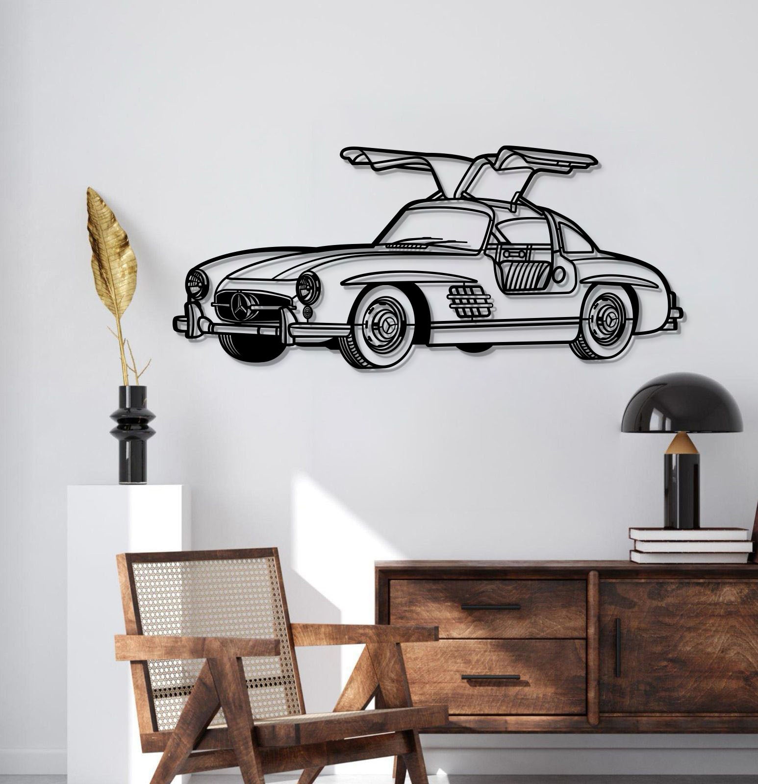 1955 300SL Perspective Metal Car Wall Art - MT1171