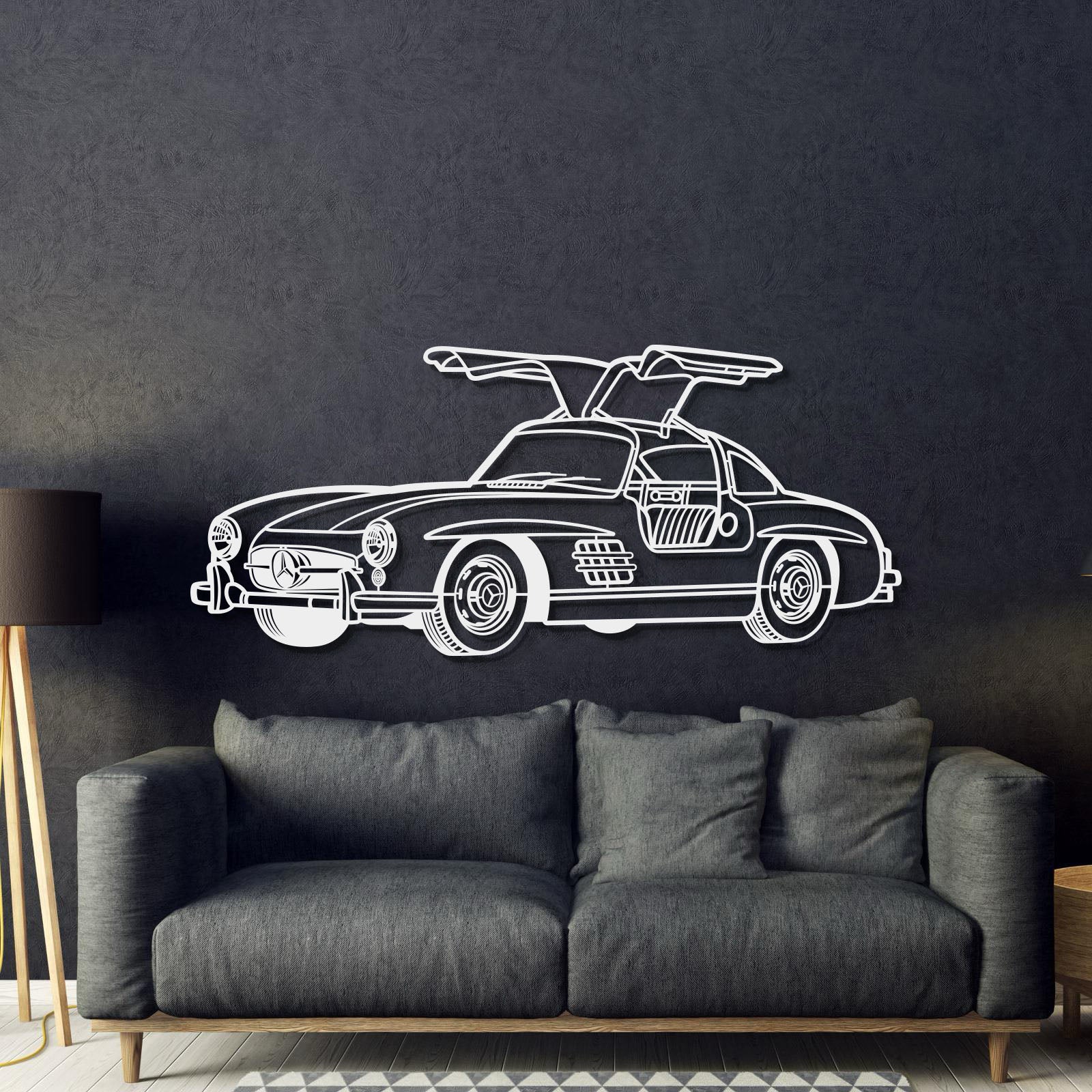 1955 300SL Perspective Metal Car Wall Art - MT1171