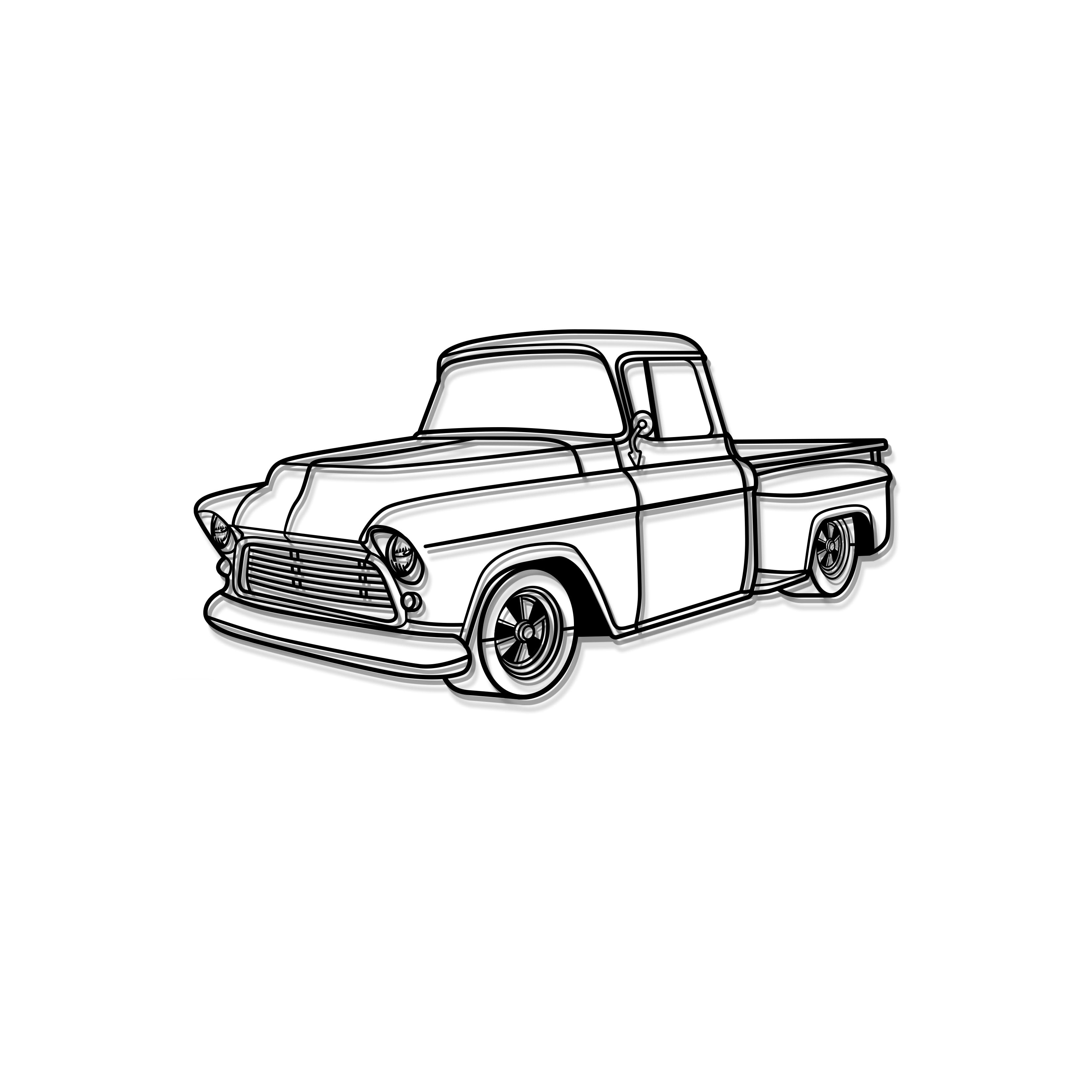 1956 Apache 3100 Big Window Perspective Metal Car Wall Art - MT1147