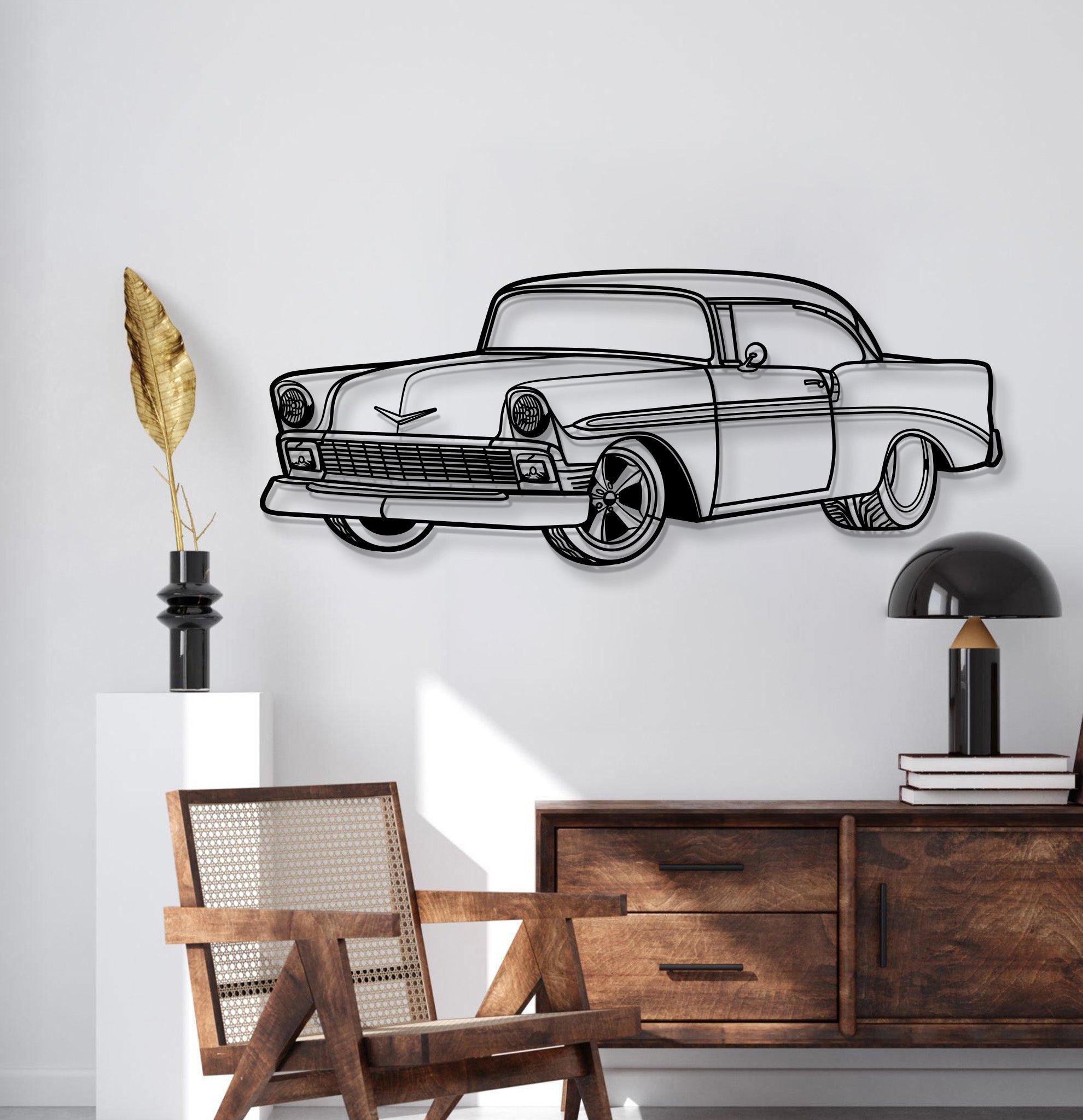 1956 Bel Air Perspective Metal Car Wall Art - MT1302