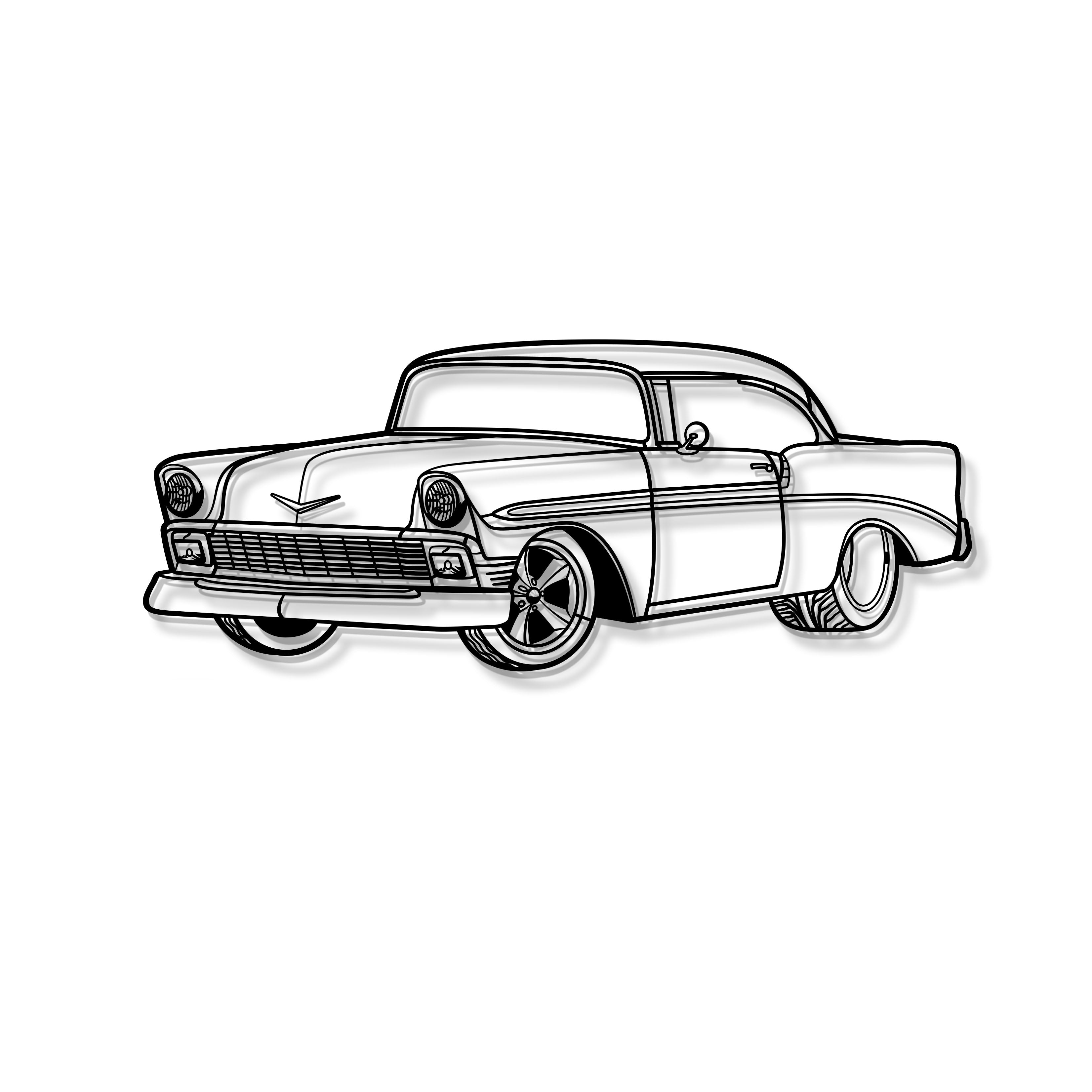 1956 Bel Air Perspective Metal Car Wall Art - MT1302