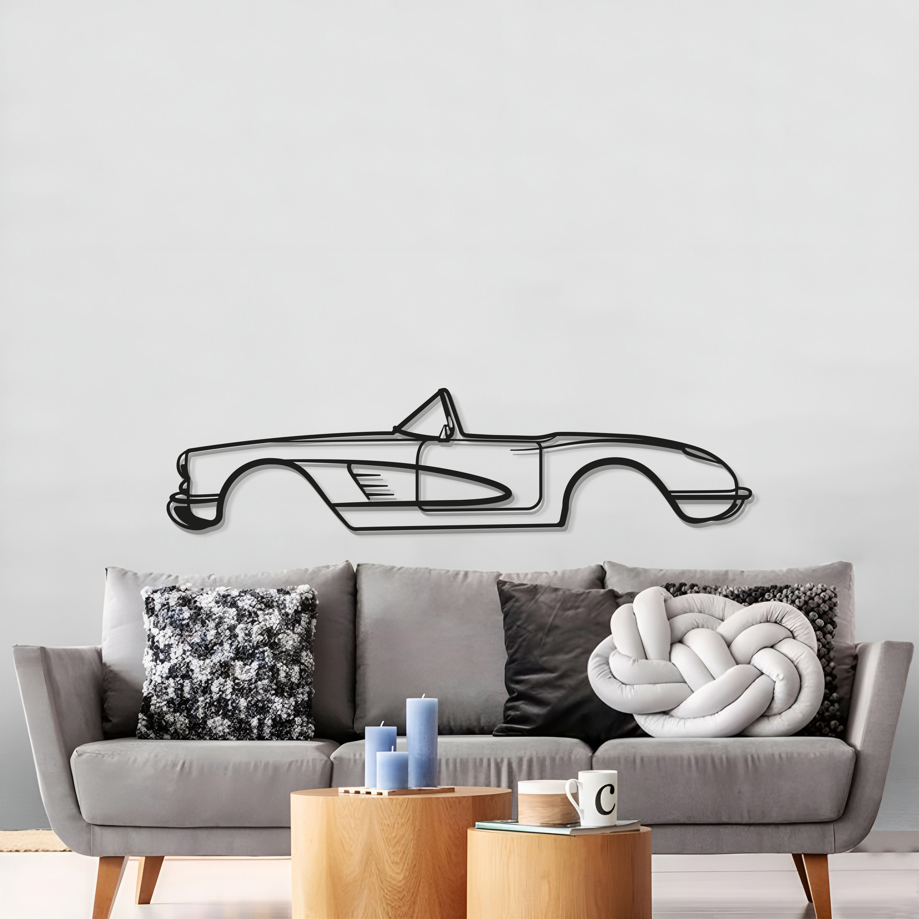 1956 Corvette C1 Metal Car Wall Art - MT0041