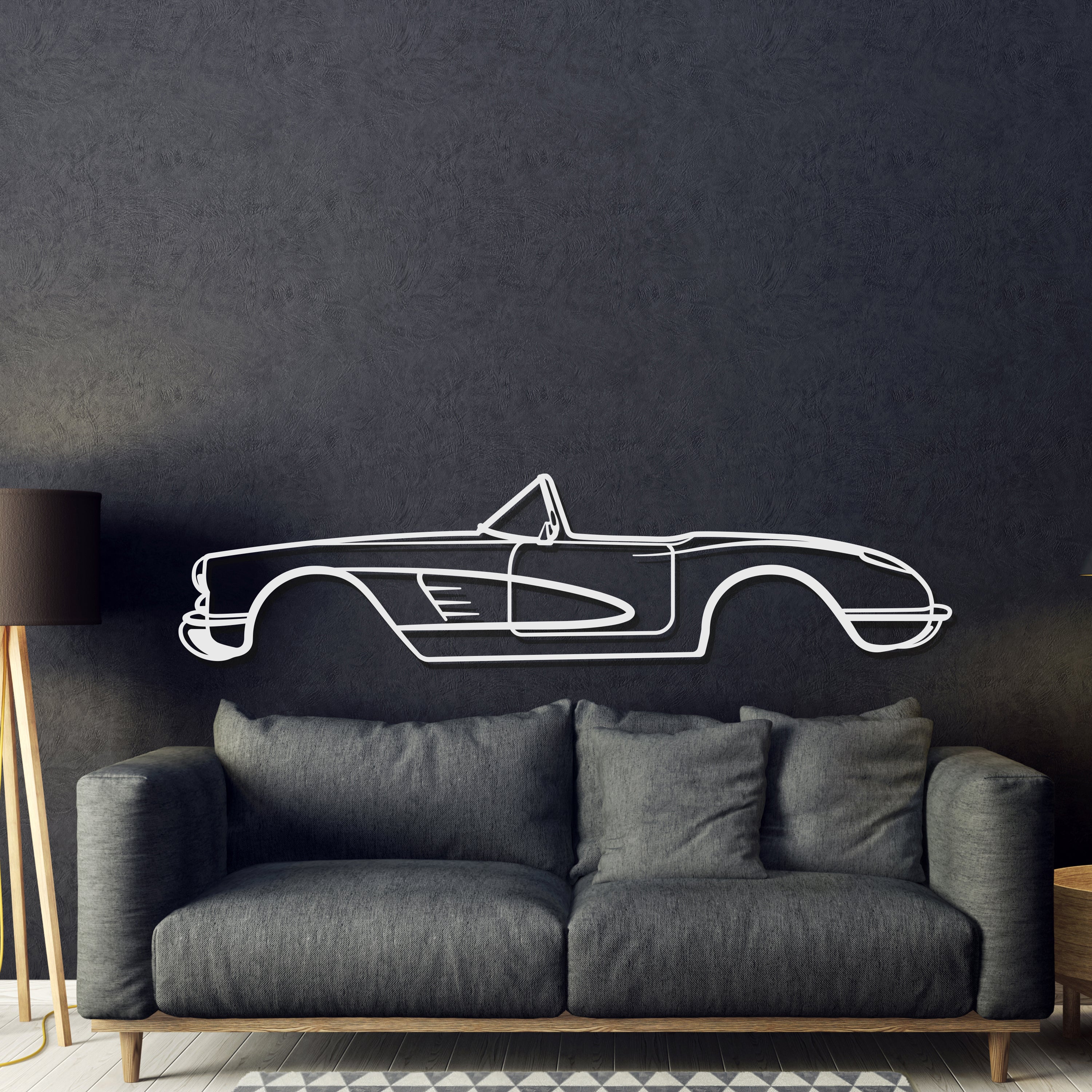 1956 Corvette C1 Metal Car Wall Art - MT0041