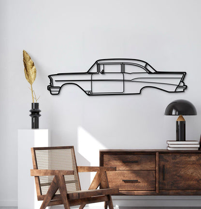 Chevrolet Bel Air 1957 metal wall art in matte finish for man cave