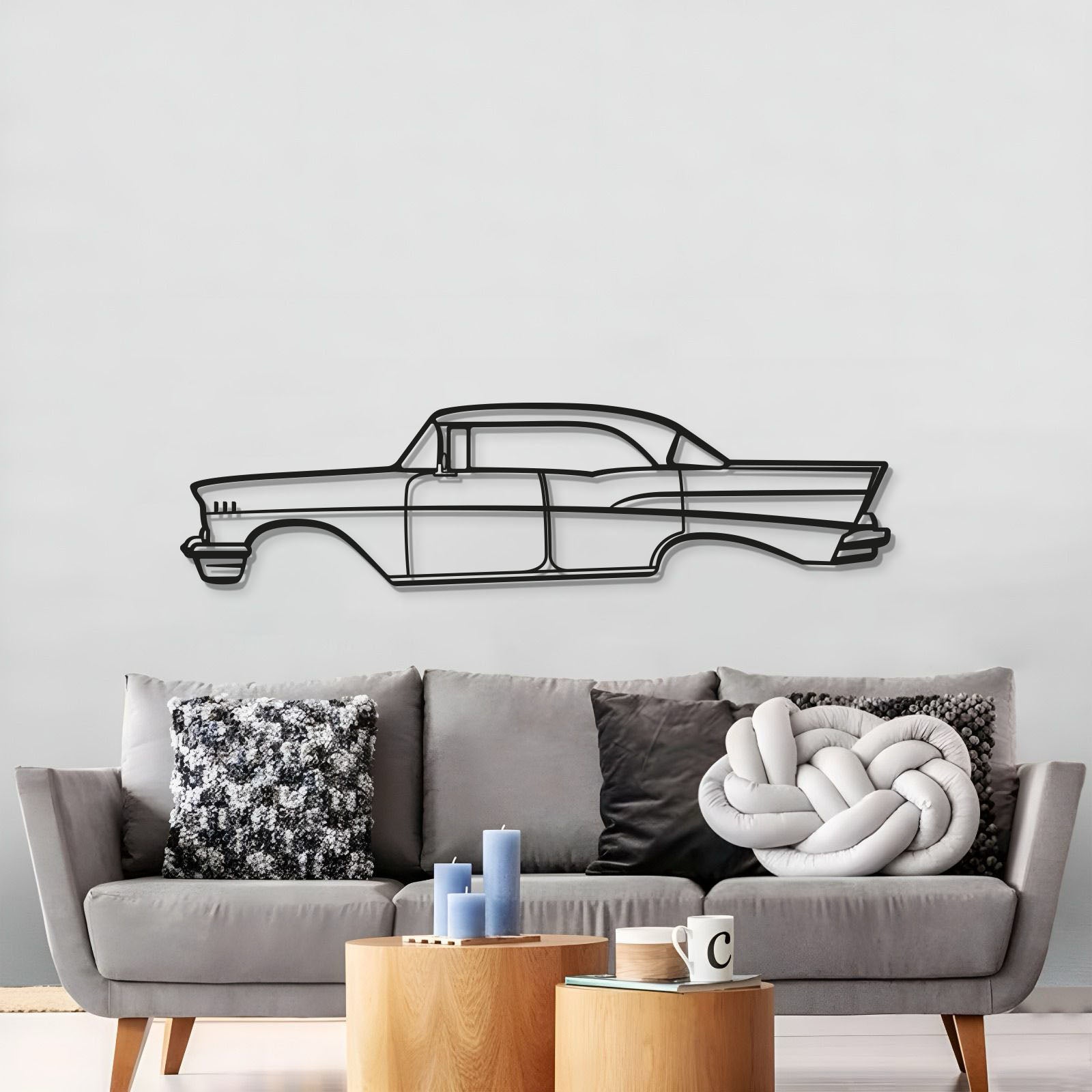 1957 Belair Sedan Metal Car Wall Art - MT0048