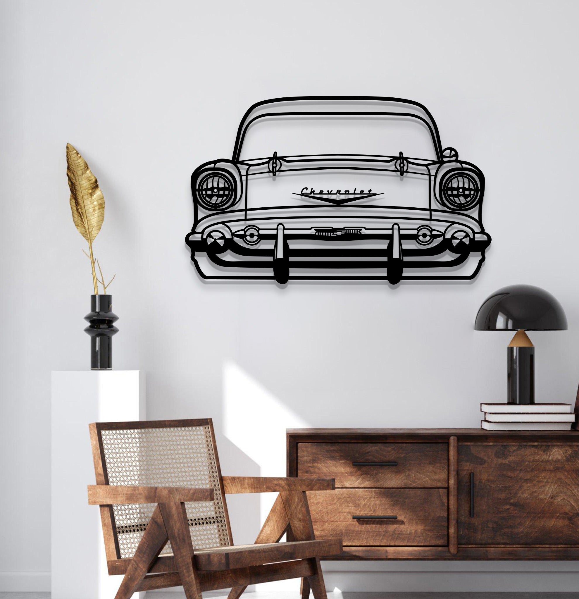 1957 Bel Air Front View Metal Car Wall Art - MT1330