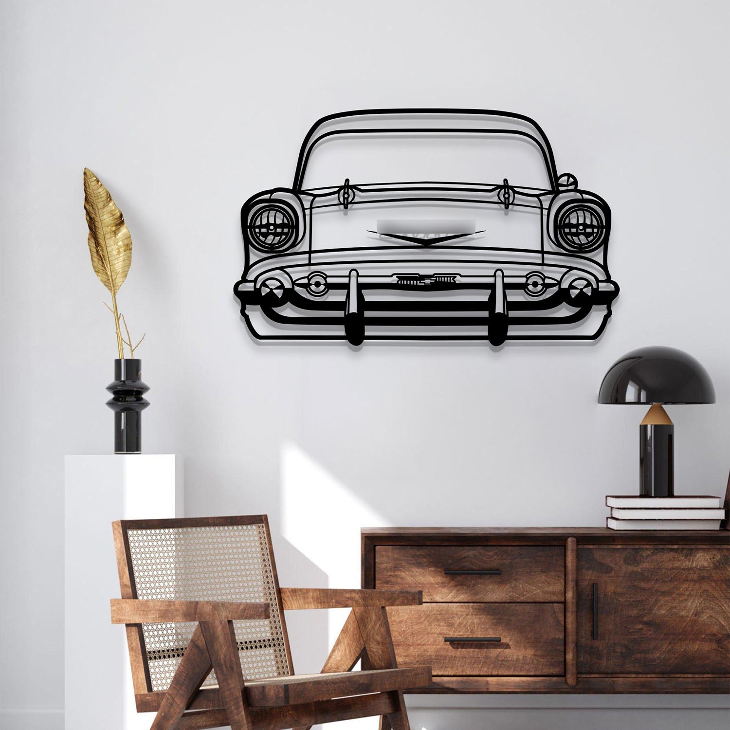 1957 Bel Air Front View Metal Car Wall Art - MT1330