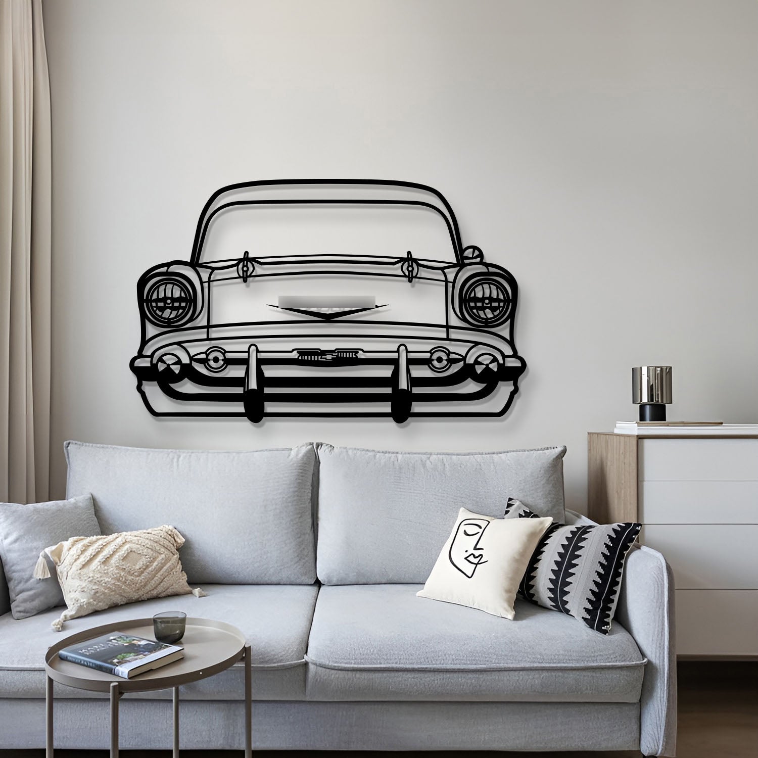 1957 Bel Air Front View Metal Car Wall Art - MT1330