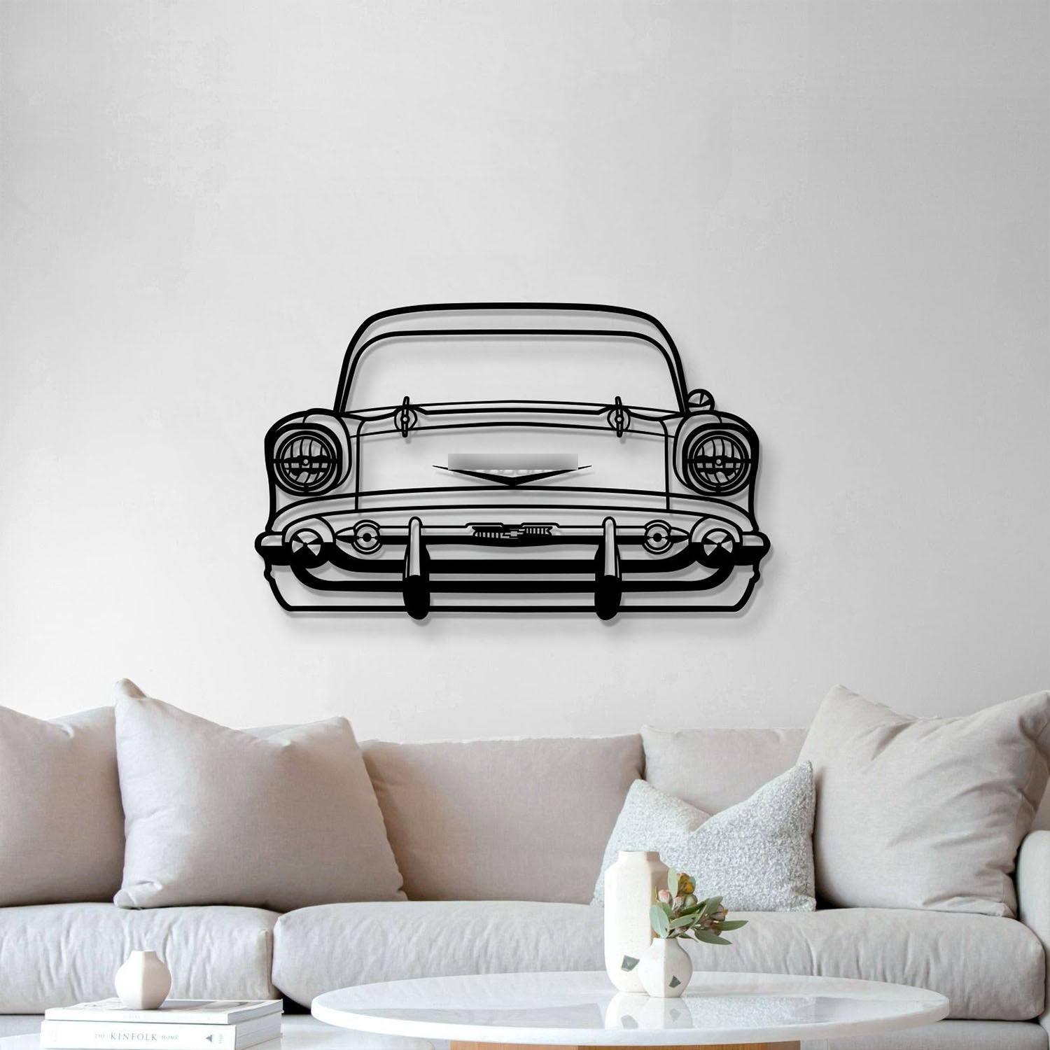 1957 Bel Air Front View Metal Car Wall Art - MT1330