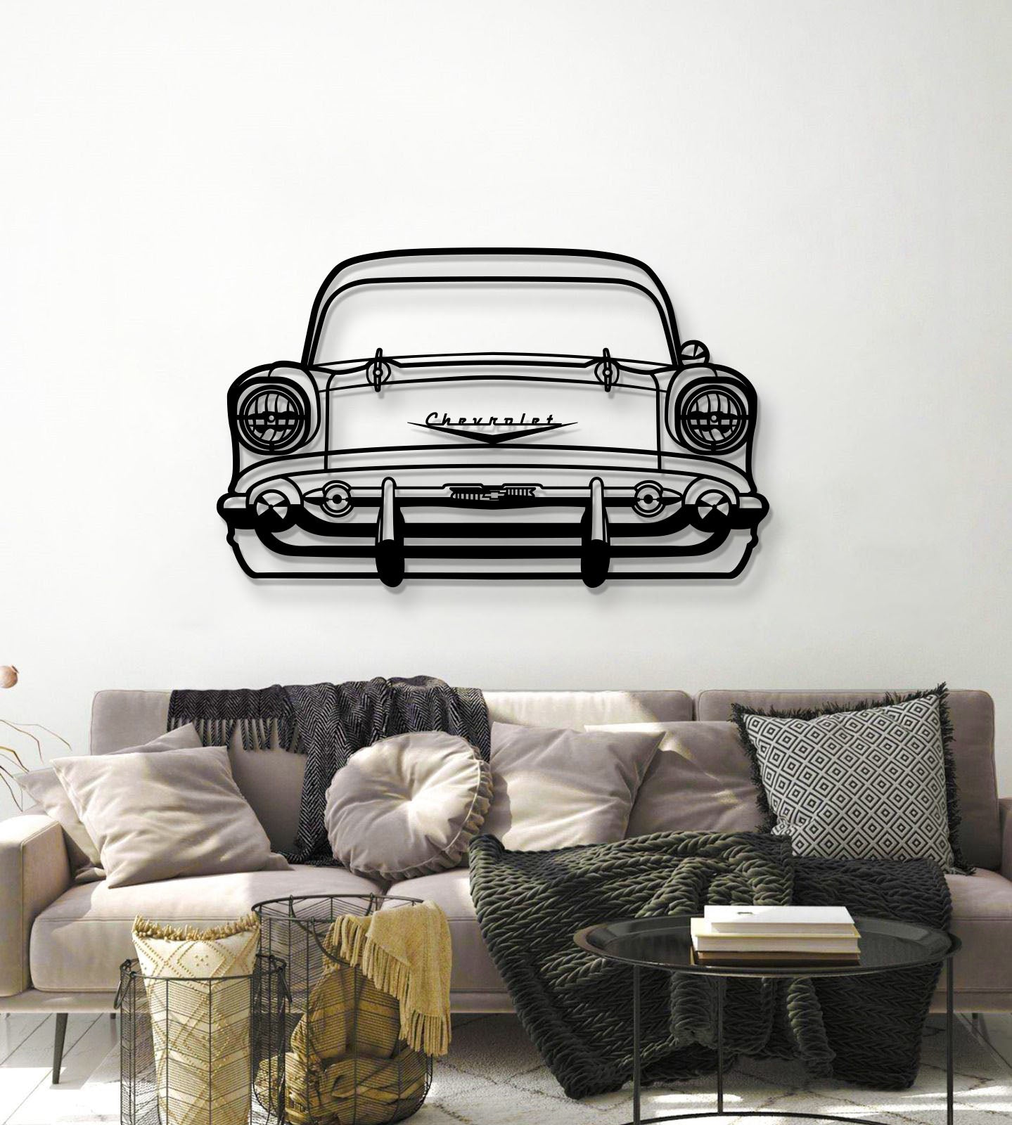 1957 Bel Air Front View Metal Car Wall Art - MT1330