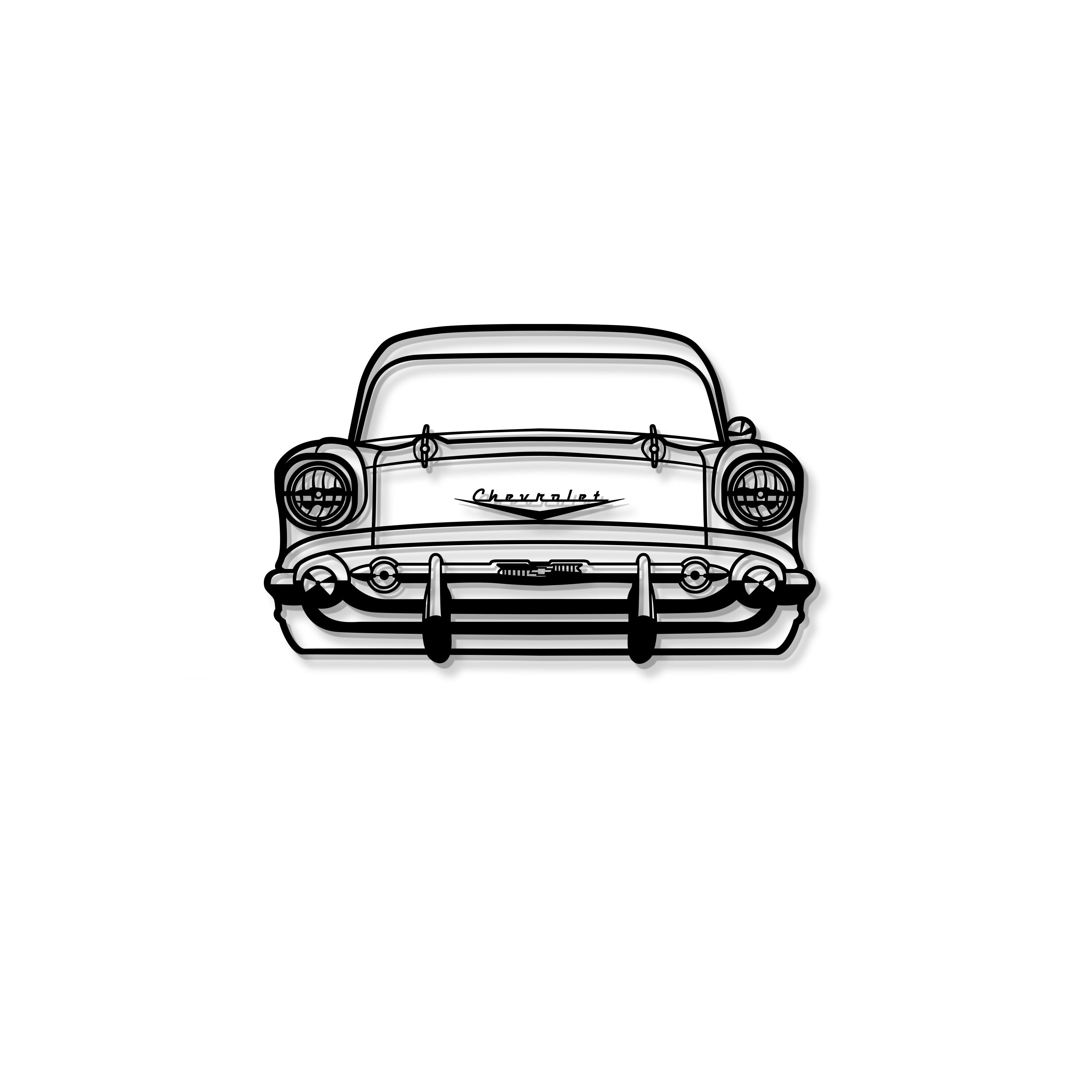 1957 Bel Air Front View Metal Car Wall Art - MT1330