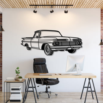 1959 Chevrolet El Camino perspective metal wall art – classic truck silhouette décor