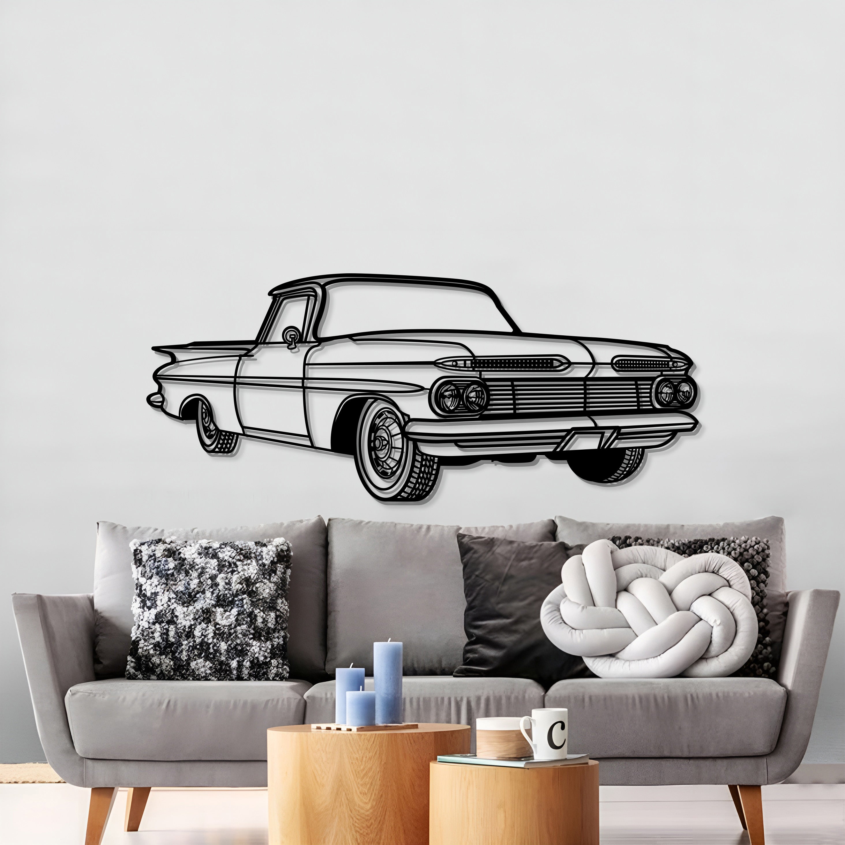 1959 El Camino Perspective Metal Car Wall Art - MT1148