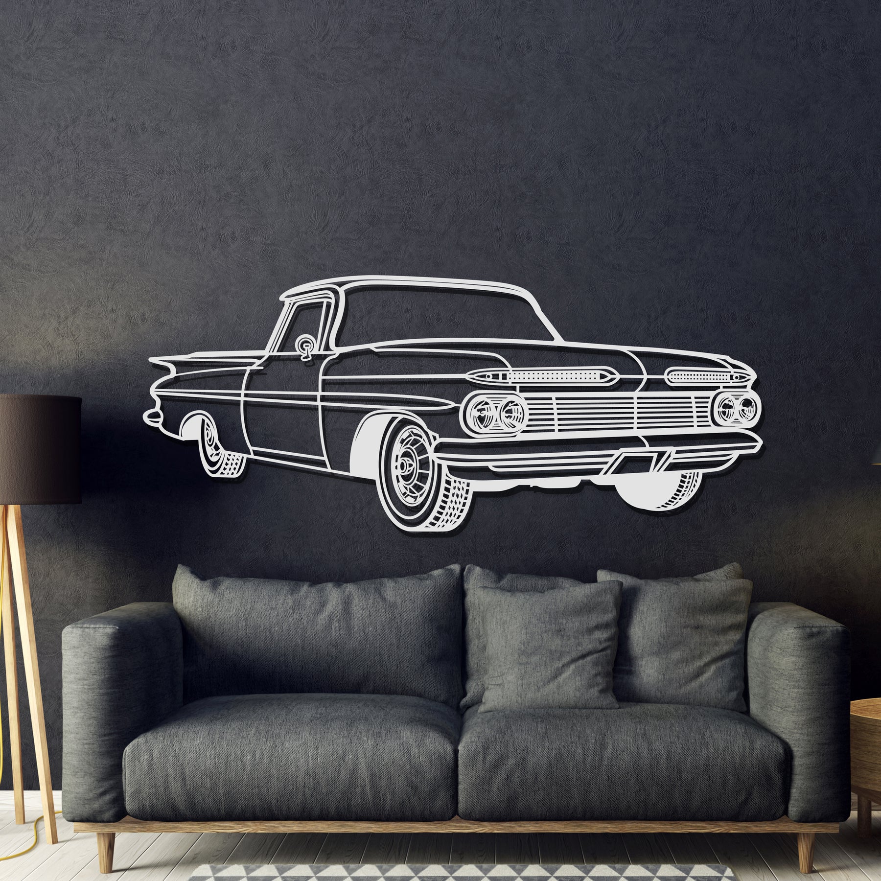 1959 El Camino Perspective Metal Car Wall Art - MT1148