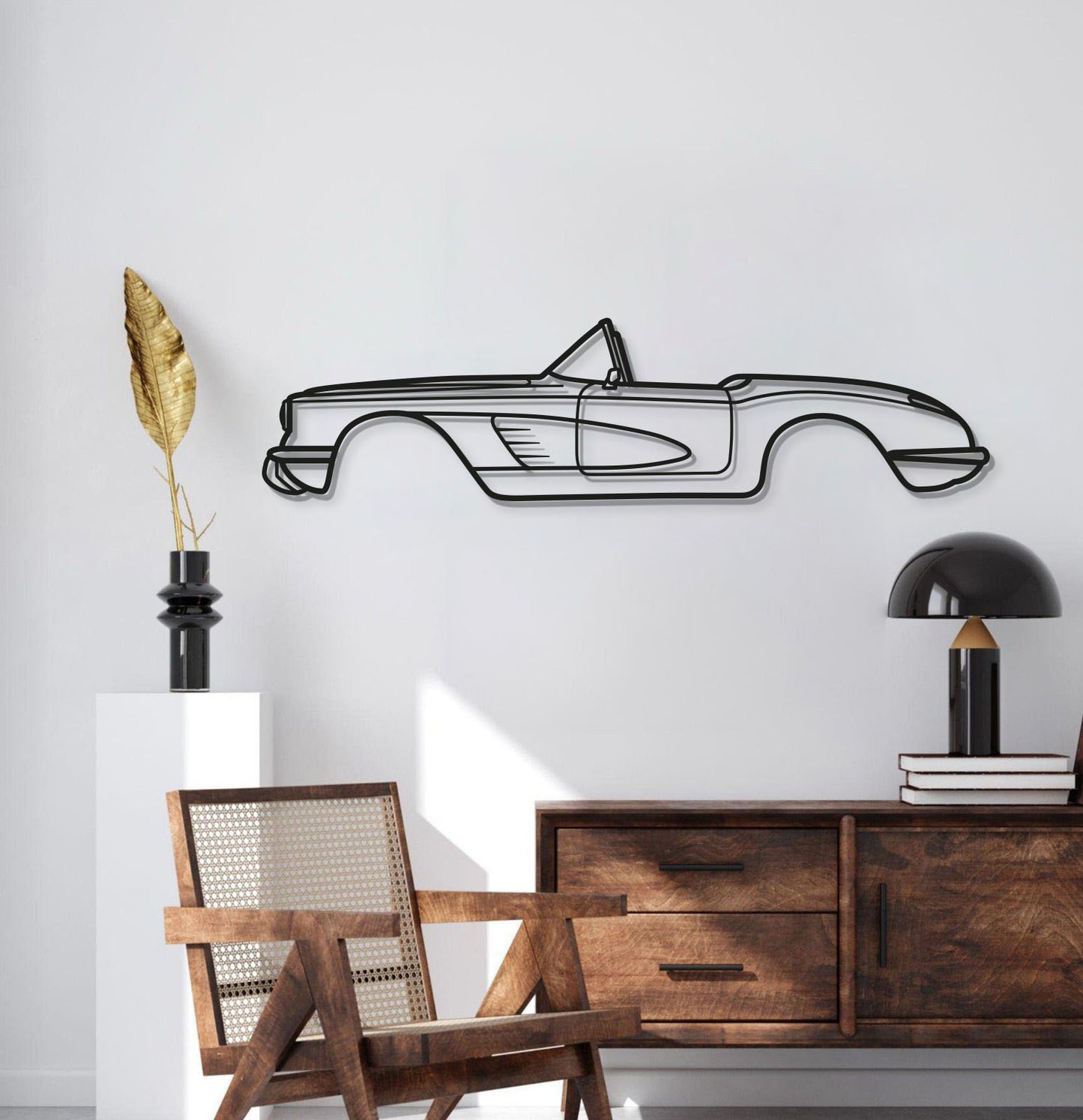Vintage 1960 Chevrolet Corvette laser cut steel wall art for collectors