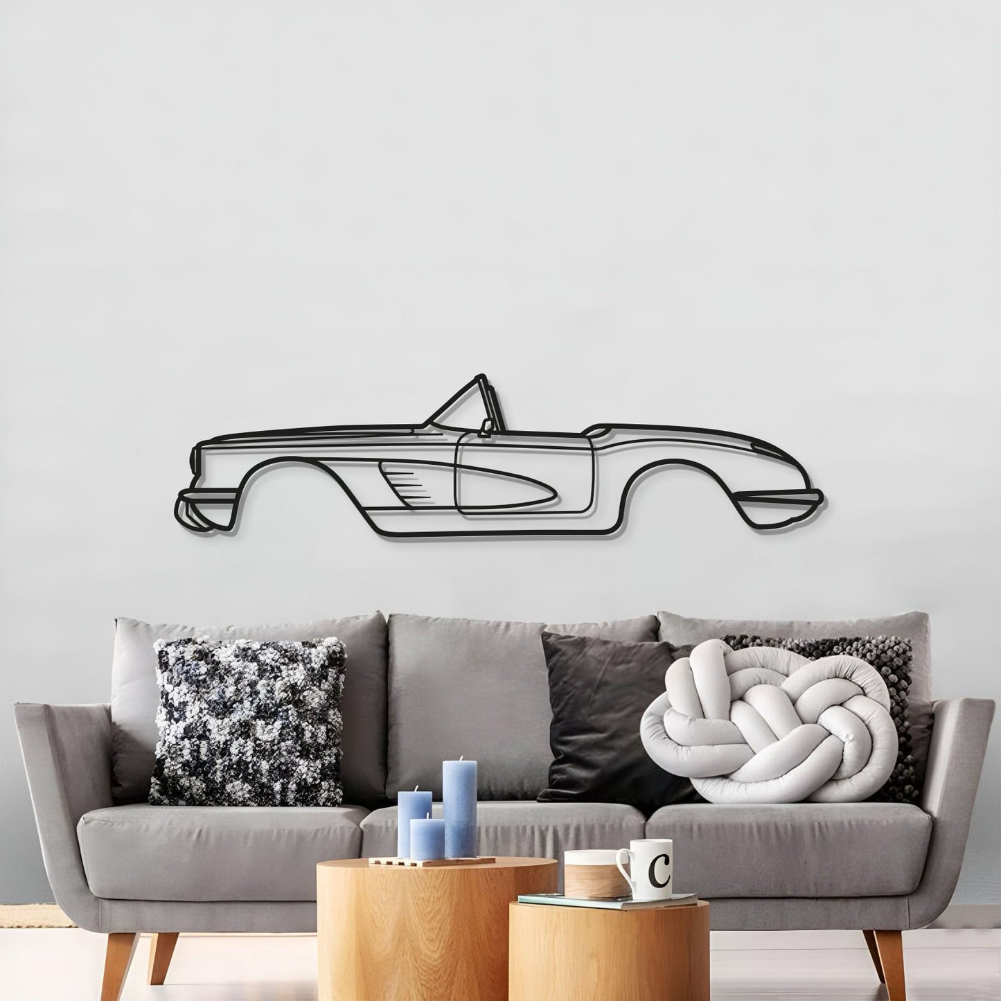 Chevrolet Corvette 1960 metal wall art in matte finish for man cave