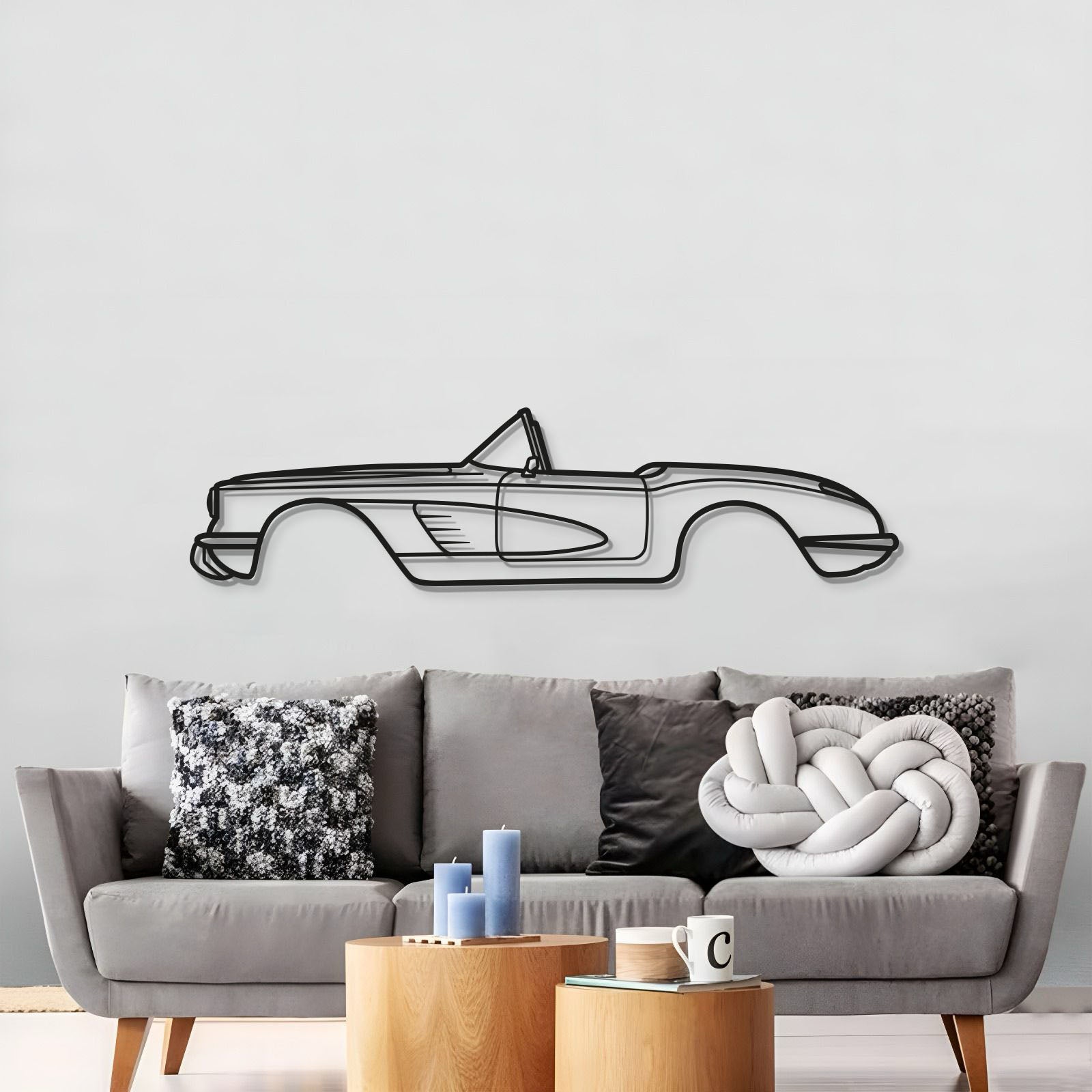 Chevrolet Corvette 1960 metal wall art in matte finish for man cave