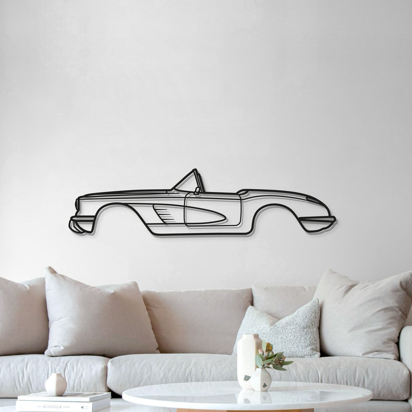 1960 Chevrolet Corvette vintage metal wall sculpture for living room display