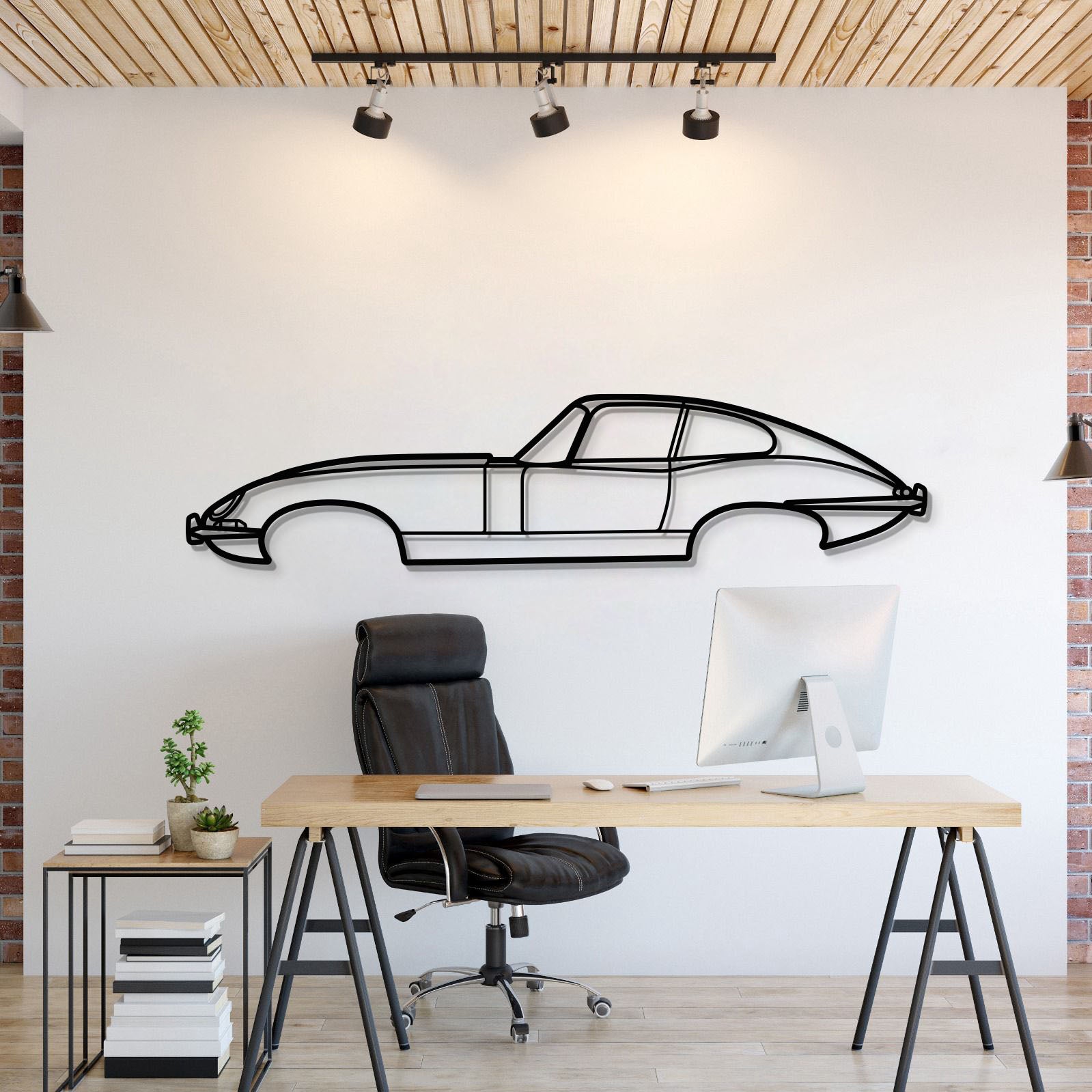 1961 Jaguar E‑Type Metal Car Wall Art Silhouette Iconic British Roadster