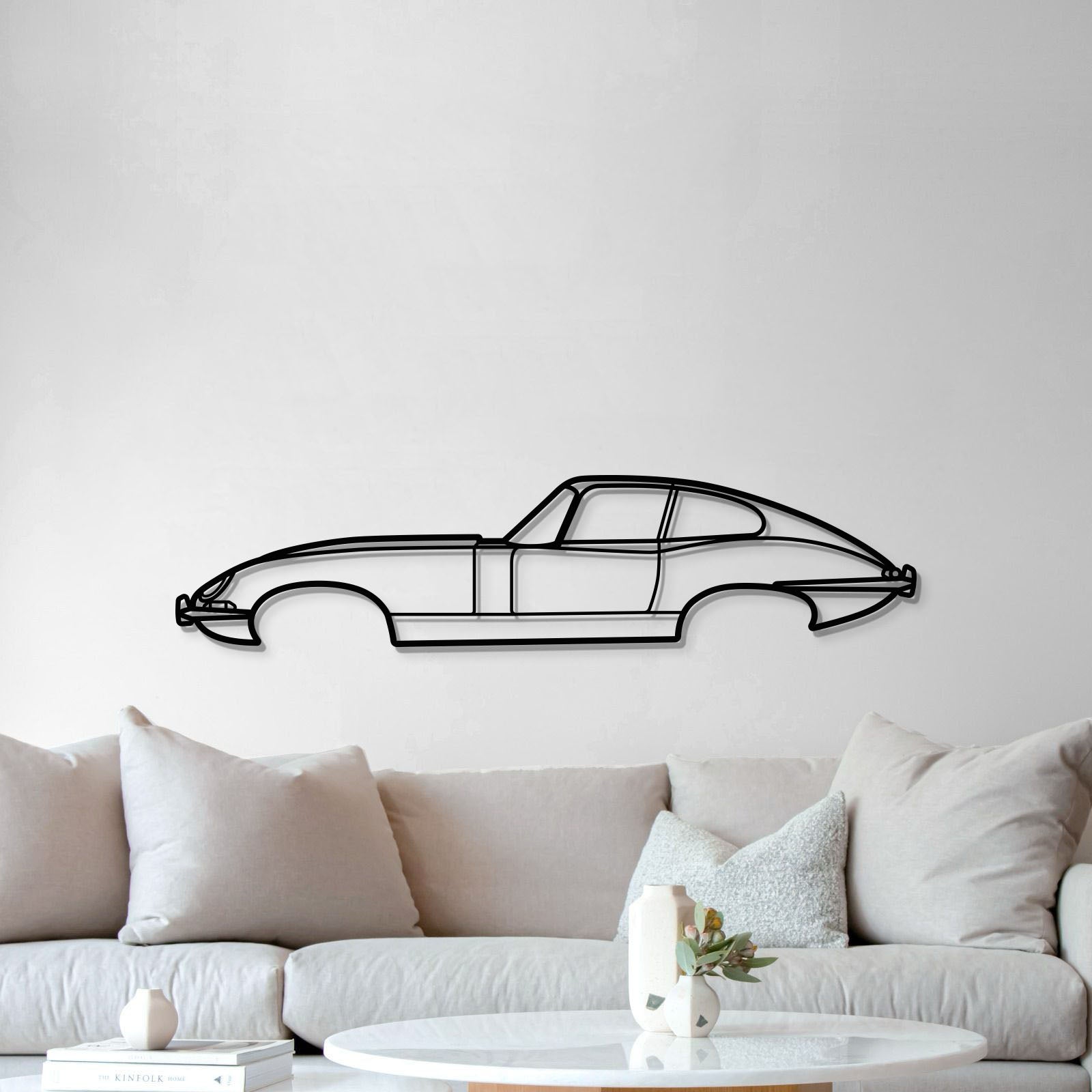 Laser Cut 1961 Jaguar E‑Type Steel Car Wall Art Bold Heritage Silhouette