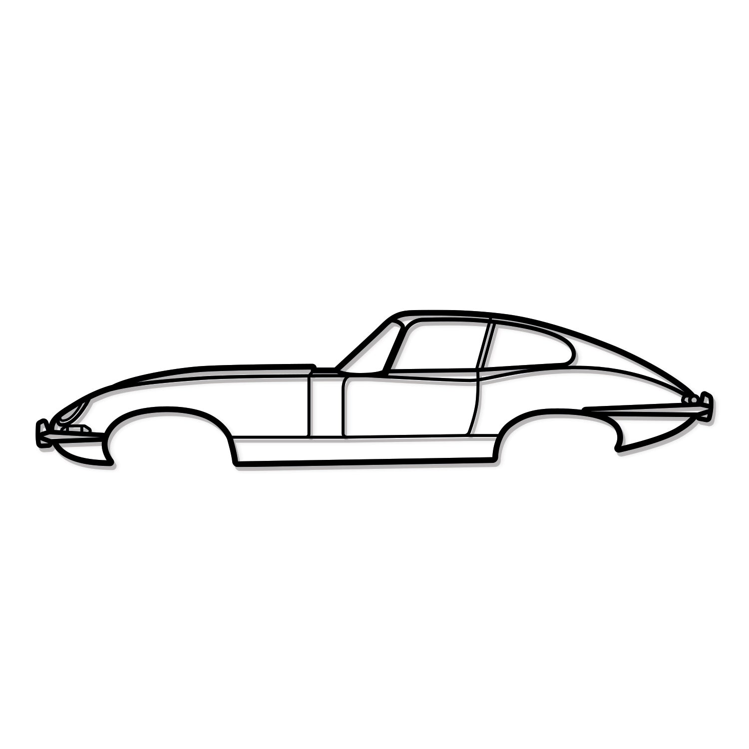Detailed Metal Car Silhouette Of 1961 Jaguar E‑Type Legendary Performance