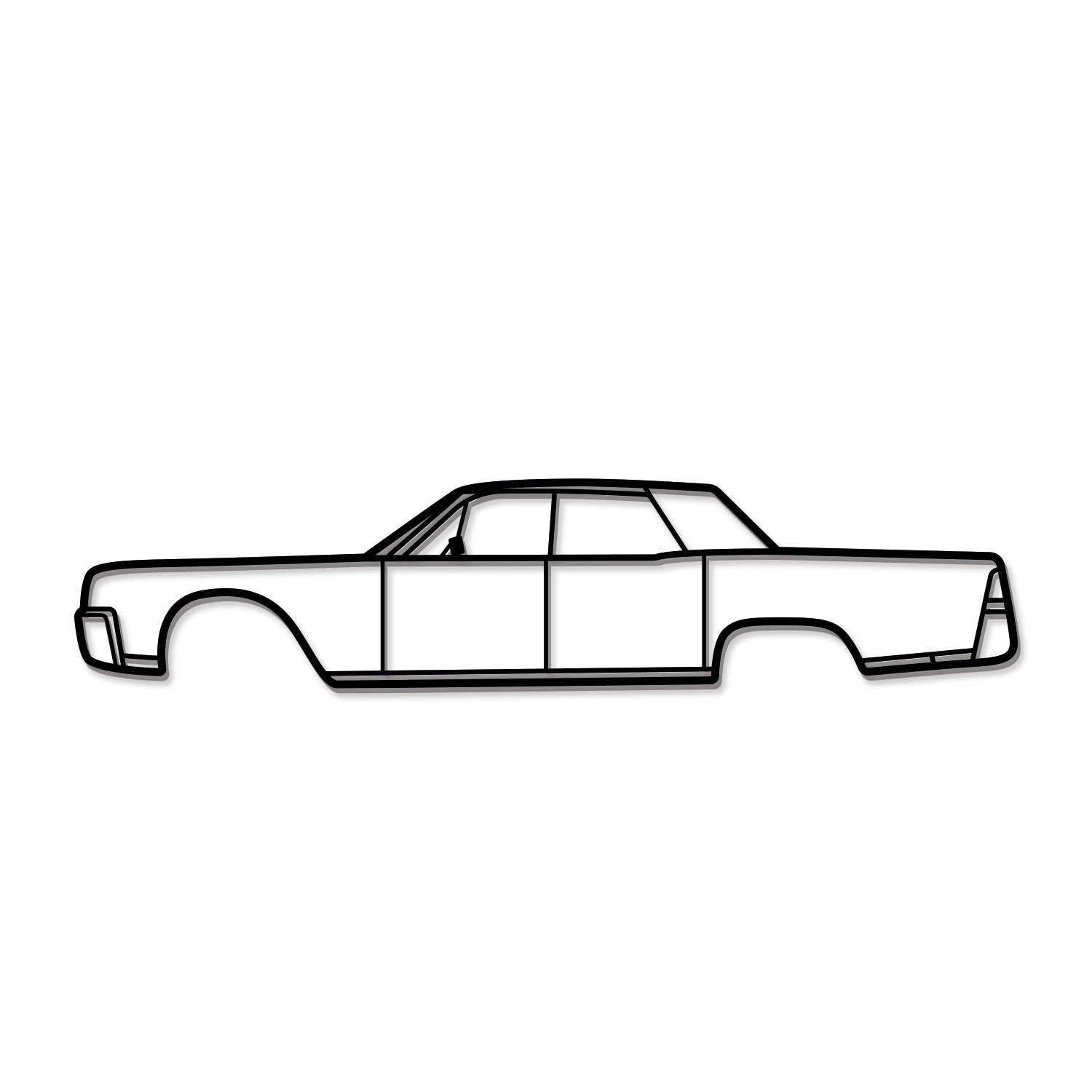 1961 Continental metal wall art – elevated 1 cm from wall using hidden screws to highlight design and create shadows 