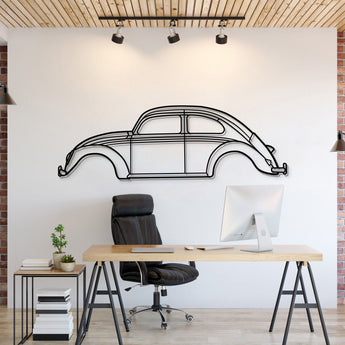 1963 Volkswagen Beetle metal car wall art – iconic classic Beetle silhouette in textured matte steel