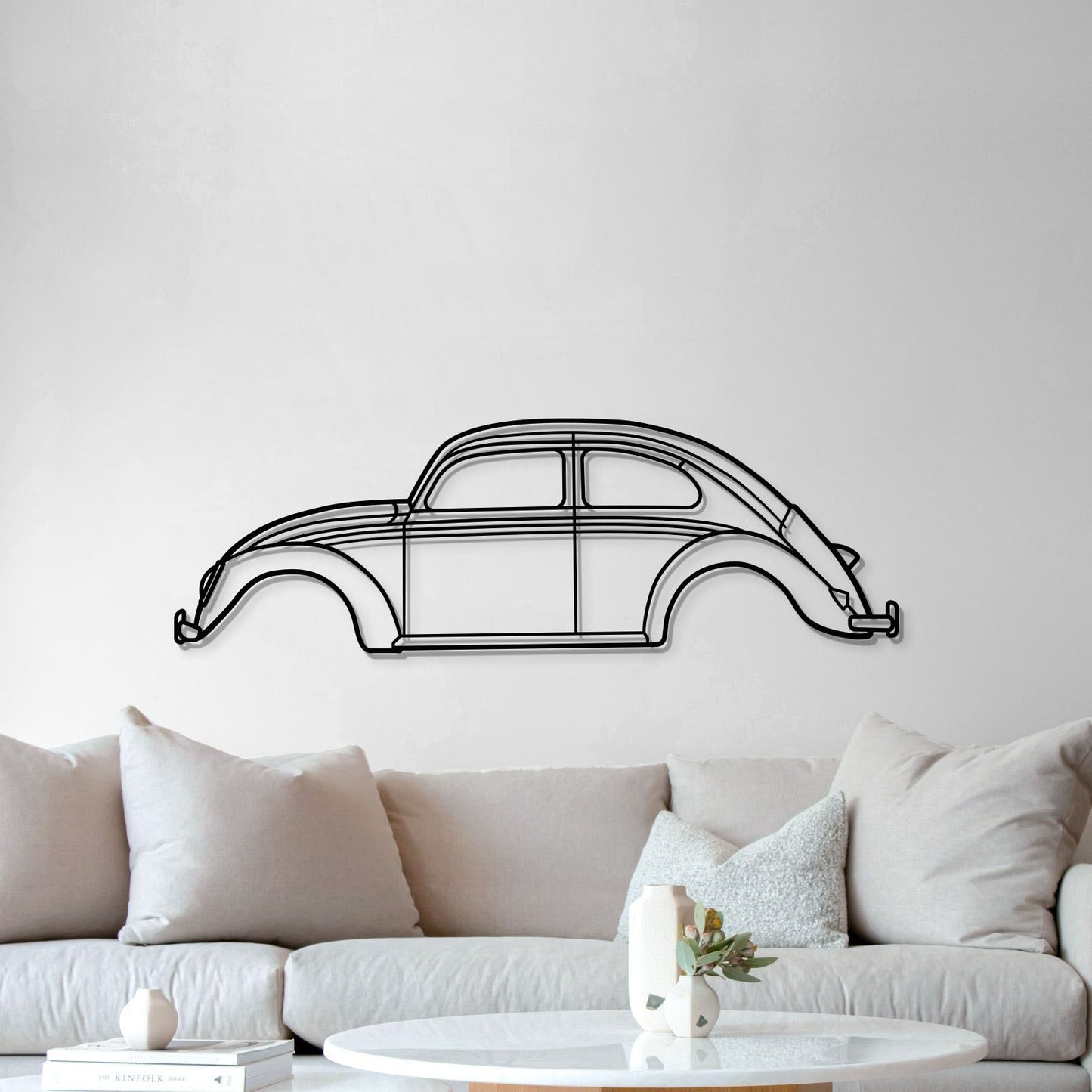 Laser‑cut steel 1963 Beetle wall art – textured metal with 3D elevation effect and hidden mounting hardware 