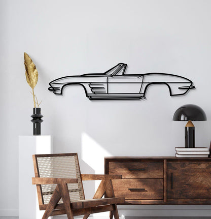 Corvette C2 Convertible (1964) laser‑cut metal wall décor – vintage Sting Ray profile in textured steel 
