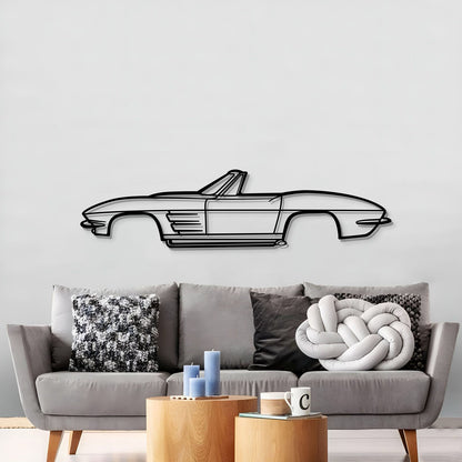 1964 Corvette Convertible metal silhouette wall hanging – durable 2 mm steel with matte‑finish and 3D elevation effect 