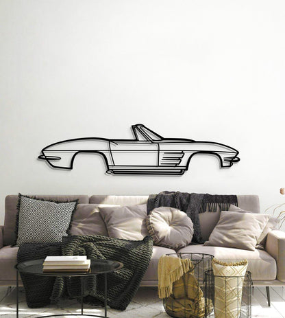 Minimalist 1964 Corvette Convertible silhouette – elegant automotive décor for enthusiasts and man caves