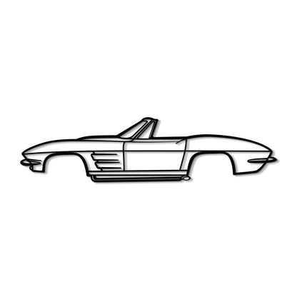 1964 Corvette Convertible metal wall art – elevated design with hidden screws for subtle 3D shadow effect 