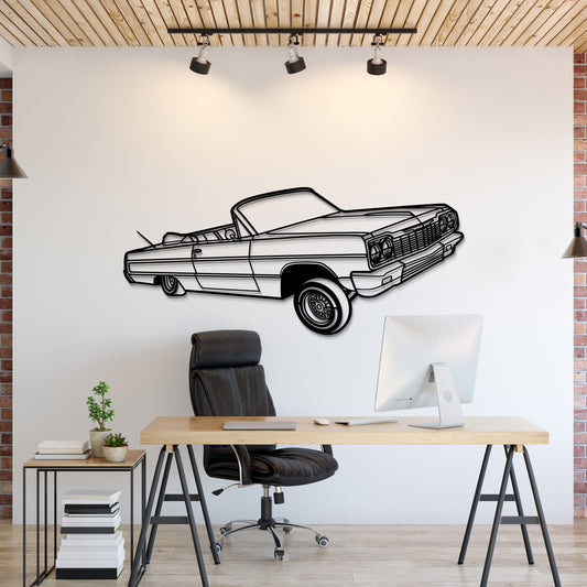 1964 Chevrolet Impala Convertible Lowrider perspective metal wall art – iconic lowrider silhouette décor