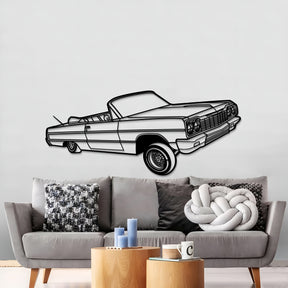 1964 Impala Convertible Lowrider Perspective Metal Car Wall Art - MT1149