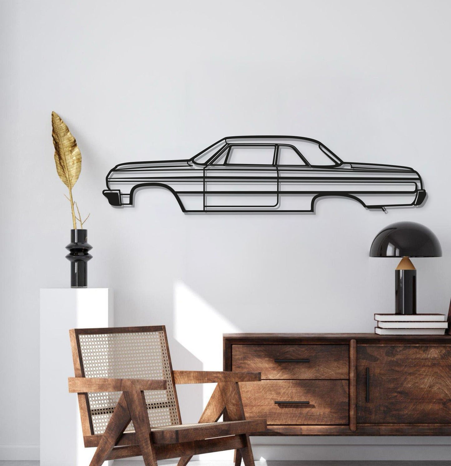 Impala SS (1964) laser‑cut metal wall décor – vintage American performance car profile elevated in 3D depth