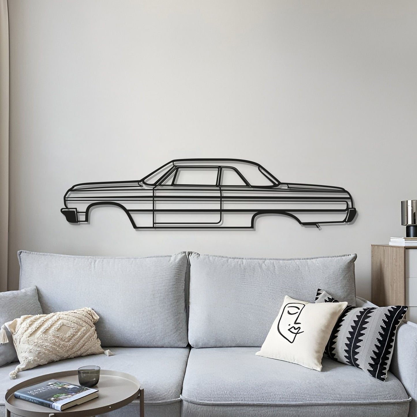 Collector edition 1964 Impala SS metal wall art – elevated from the wall via hidden screws for dynamic shadow effect 