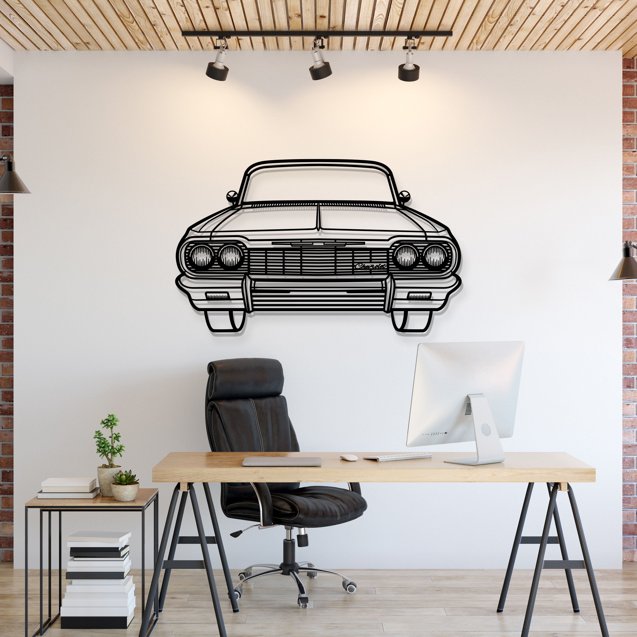 1964 Impala SS Front View Metal Car Wall Art - MT1331