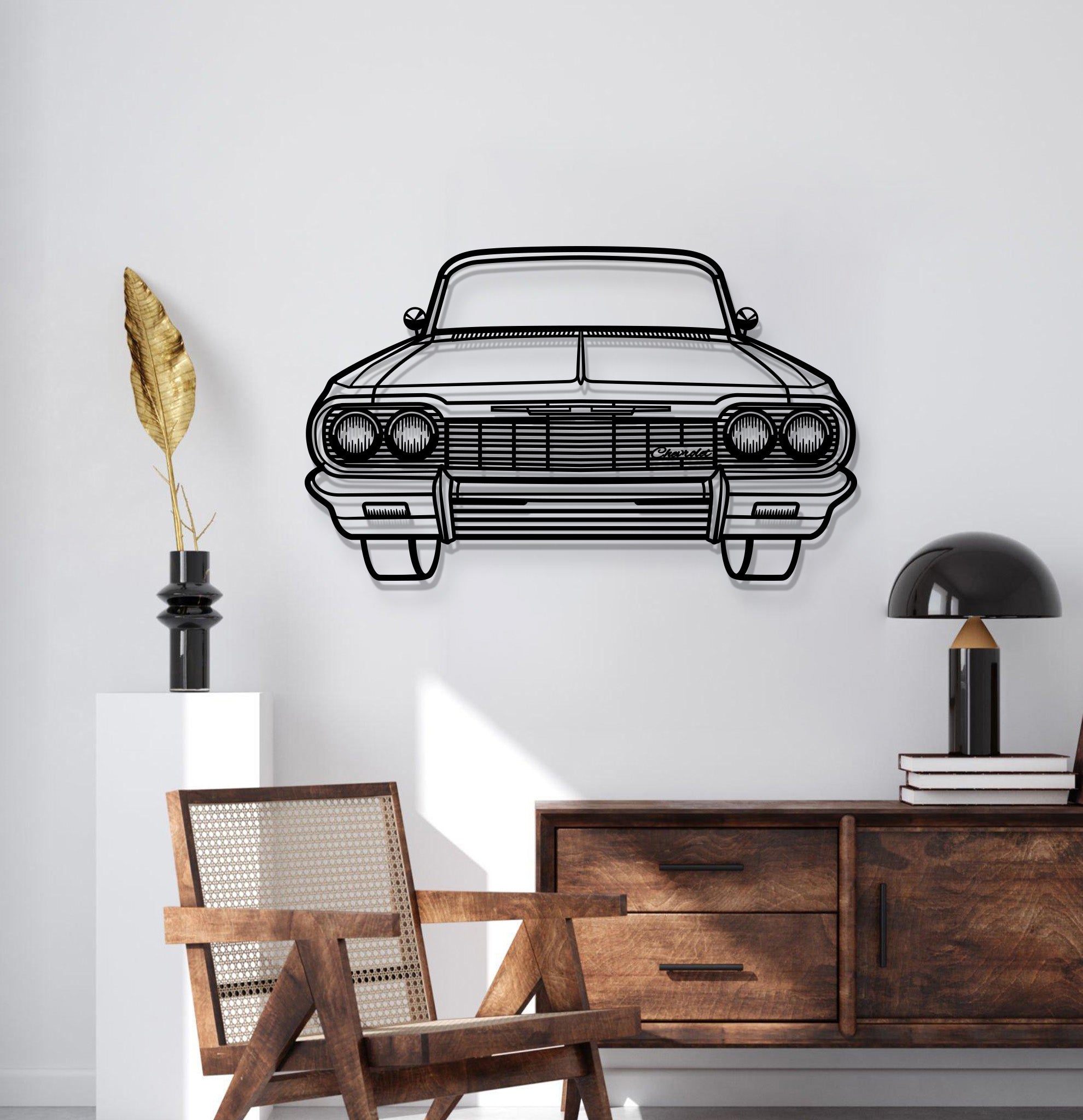 1964 Impala SS Front View Metal Car Wall Art - MT1331