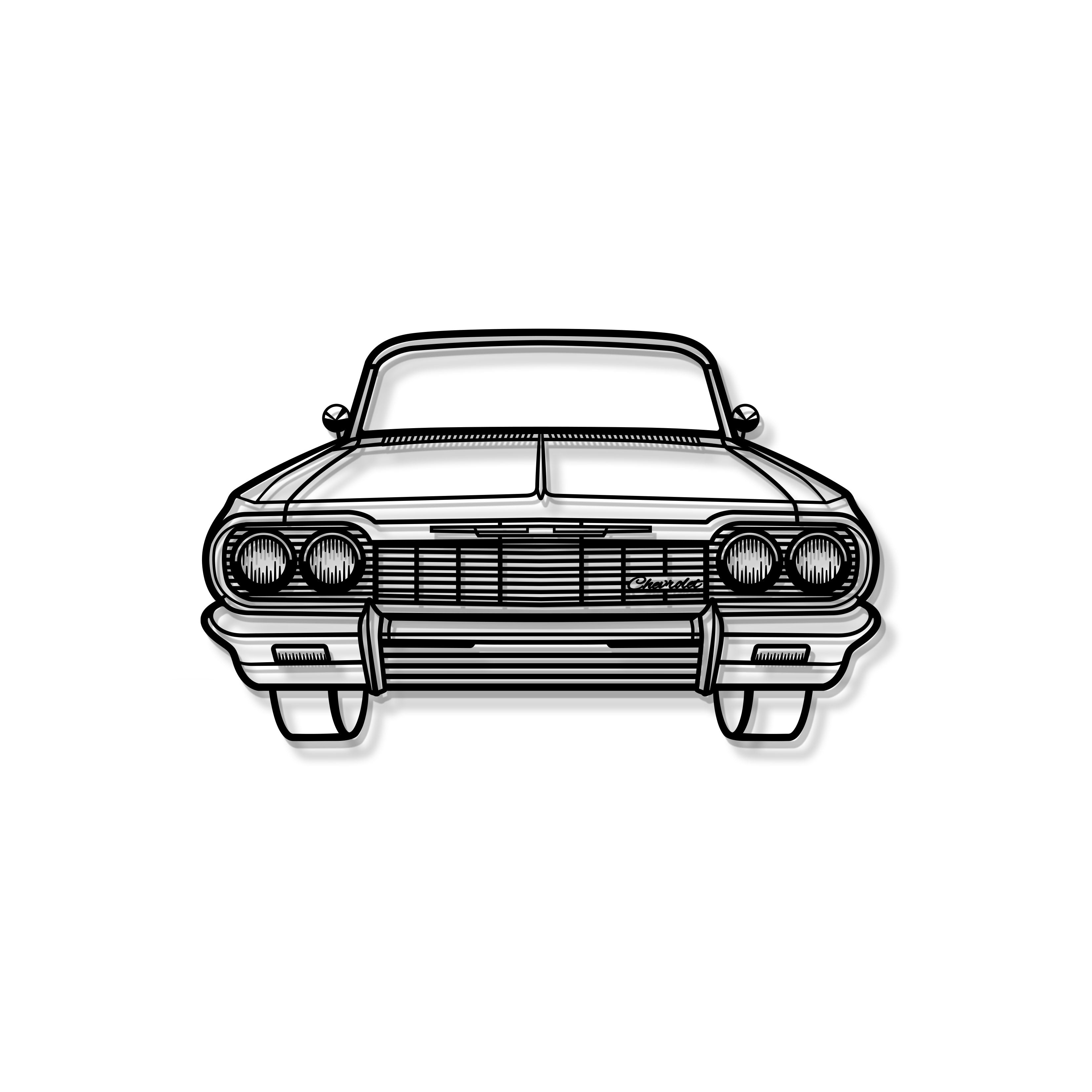 1964 Impala SS Front View Metal Car Wall Art - MT1331