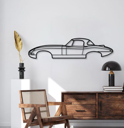Retro 1964 Jaguar Lightweight E‑Type Steel Car Wall Art For Porsche Rival Enthusiasts
