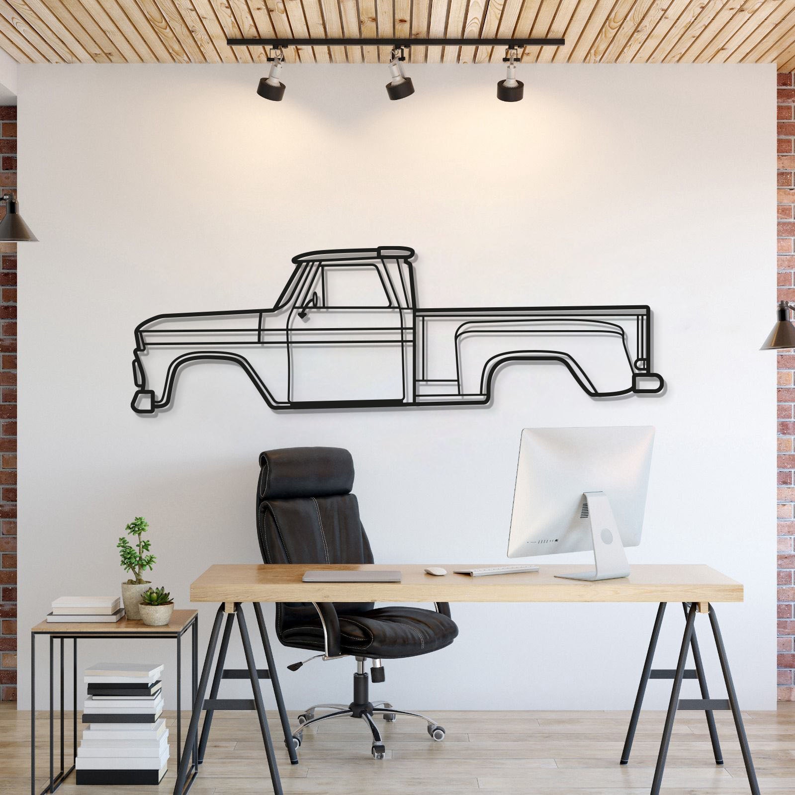 1965 C10 Stepside Pickup Metal Car Wall Art - MT0072