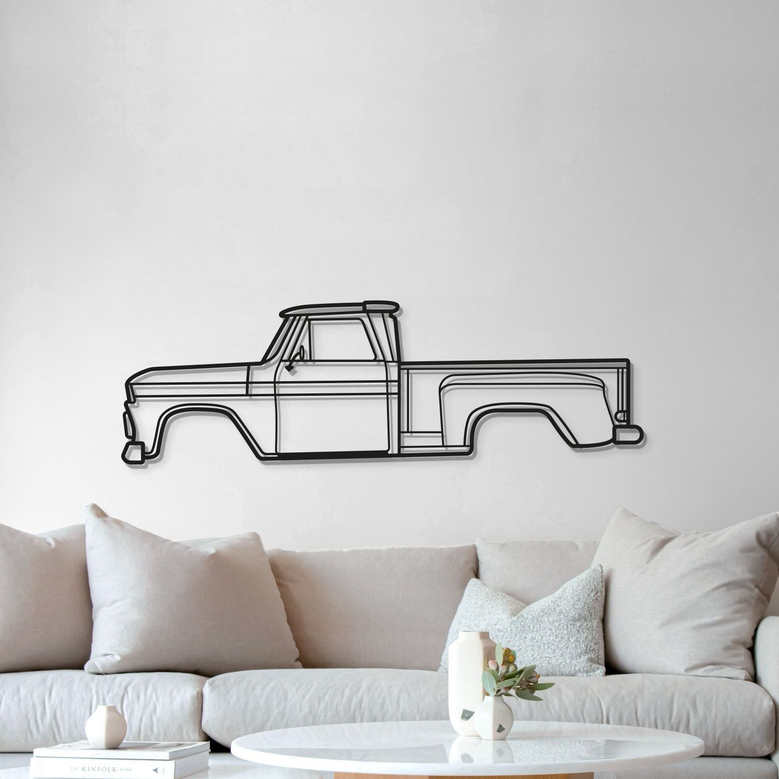 1965 C10 Stepside Pickup Metal Car Wall Art - MT0072