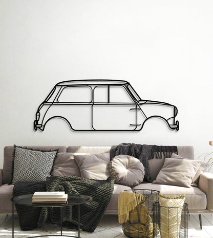 Minimalist 1965 Mini Cooper S silhouette – perfect automotive décor for home, garage or office 
