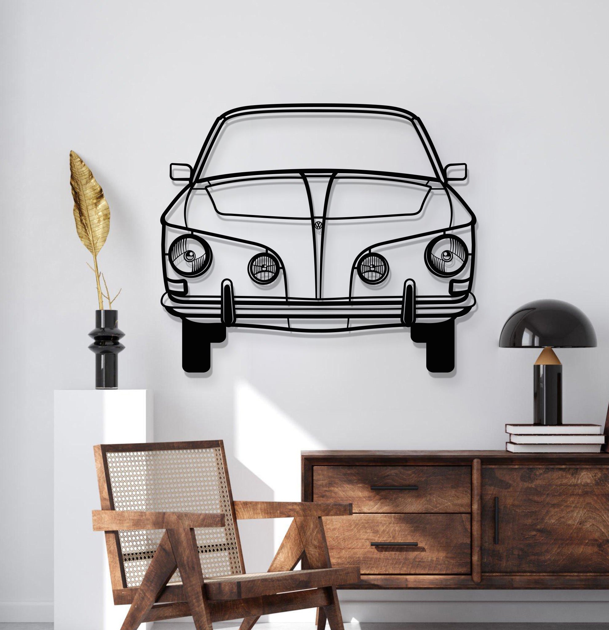 1965 Karmann Ghia Front View Metal Car Wall Art - MT1376